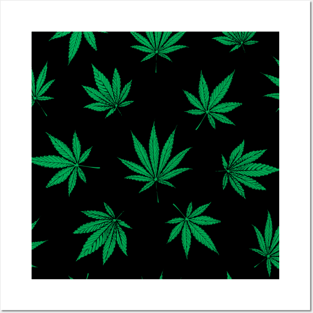 Marijuana leaves pattern Wall Art by peace and love